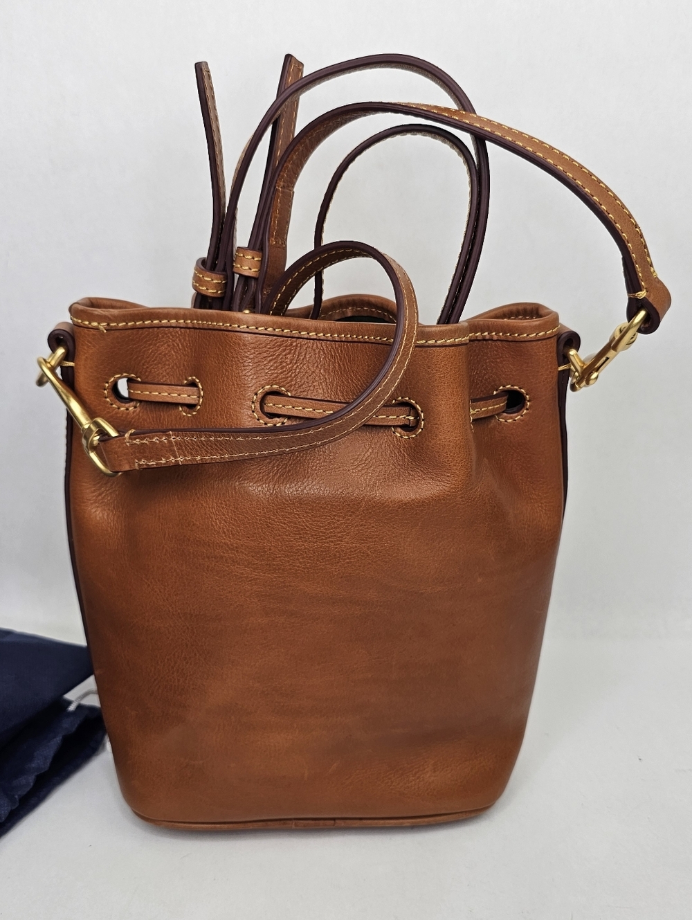 Dooney & Bourke Florentine Leather Drawstring Bucket Bag Purse - Picture 2 of 13